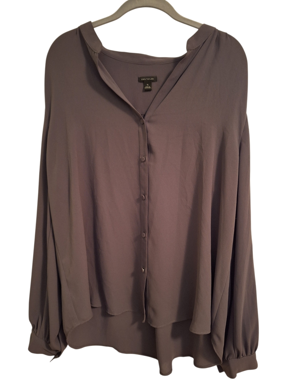 Ann Taylor Gray Button-Front Blouse